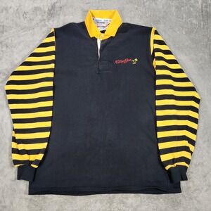 Maxmore Polo Shirt Mens 48 Black Yellow Killer Bee Rugby Stripe Long Sleeve